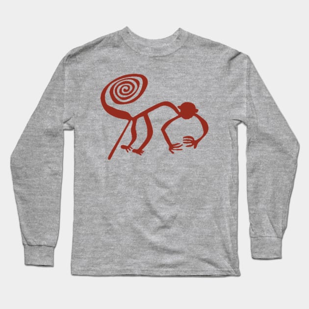 Nazca Lines - Monkey Long Sleeve T-Shirt by The Convergence Enigma